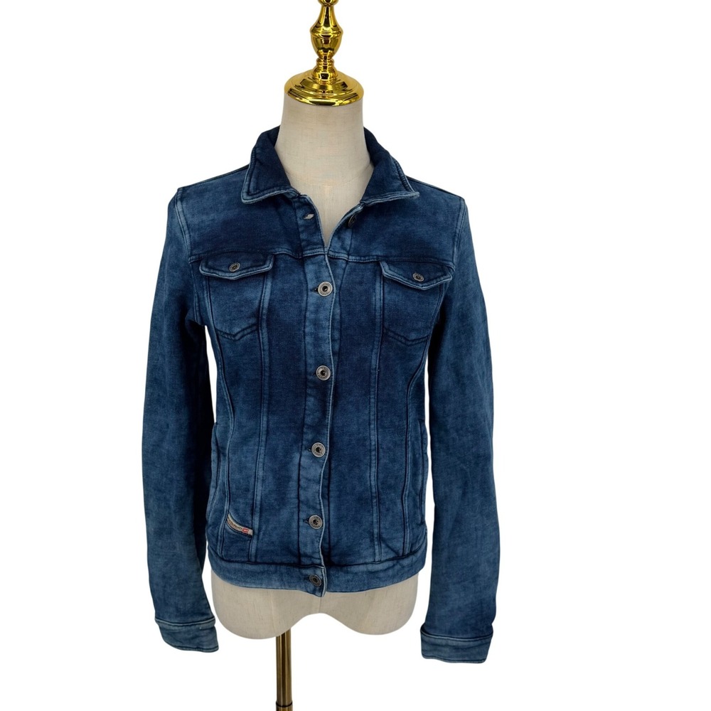 Diesel JoggJeans Jacket XL Blue Denim Look Cotton Knit Fall Fashion